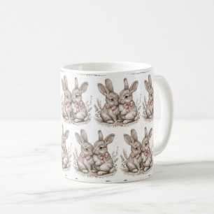 Floral Whisker Wonderland: Bunny Sips 🌸🐰 Coffee Mug
