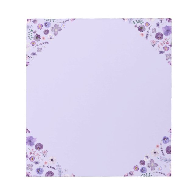 Floral Whisper Notepad - Soft Lavender Serenity (Front)