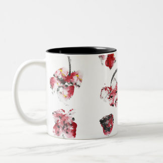 Floral Whispers -Abstract Acrylic Hibiscus & Rose Two-Tone Coffee Mug