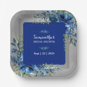 Floral Whispers: Silver-Touched Bridal Shower Paper Plates