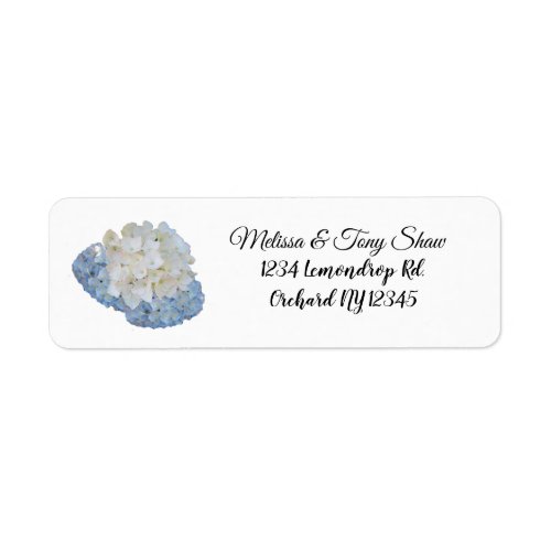 Floral White and Blue Address Label