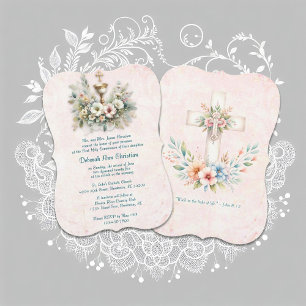 Floral White and gold chalice Invitation