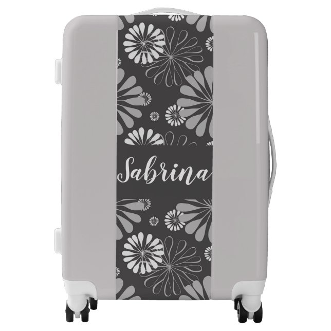 Floral white and gray luggage (Front)