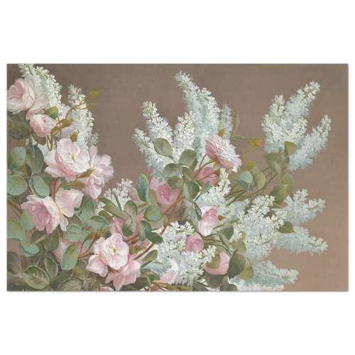 Floral White and Pink Rose Tissue Paper