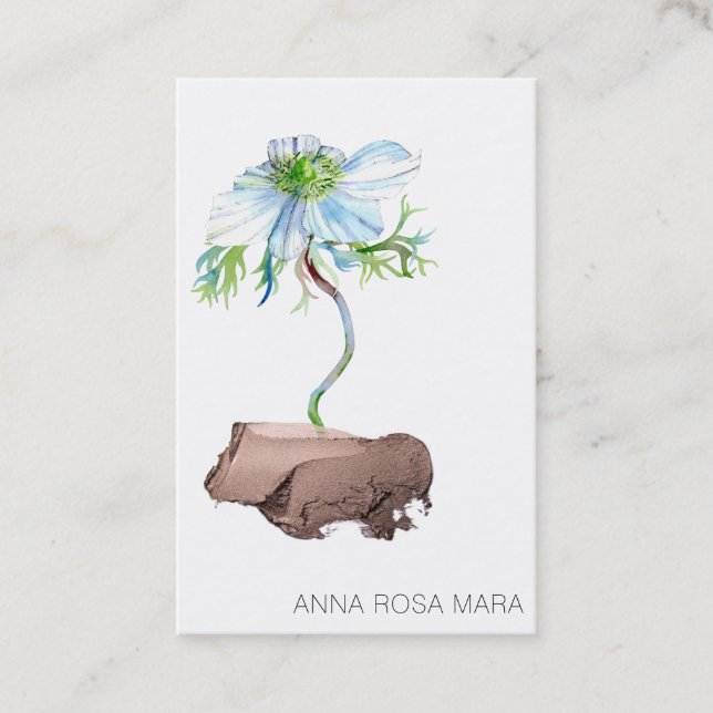 *~* Floral White Anemone Rose Gold QR code Business Card (Front)