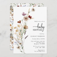 Floral White Baby Shower Invitation