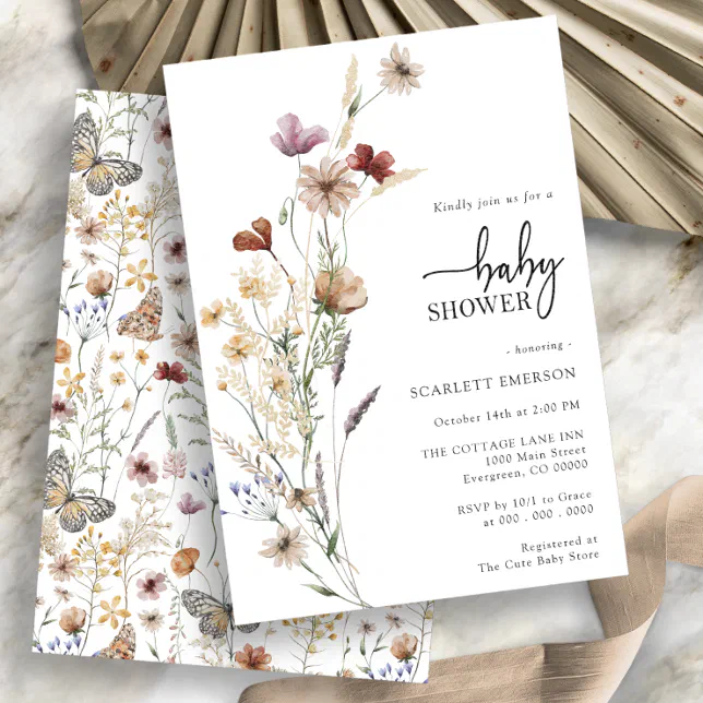 Floral White Baby Shower Invitation | Zazzle