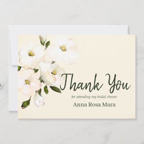 *~* Floral White Beach Rose Blush Bridal Shower Thank You Card