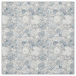Floral White &amp; Blue Seamless Pattern Fabric