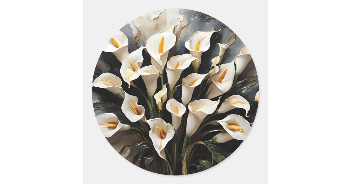 Floral White Calla Lily Classic Round Sticker | Zazzle