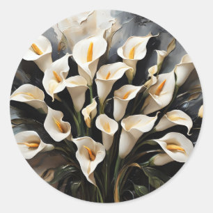 Floral White Calla Lily Classic Round Sticker