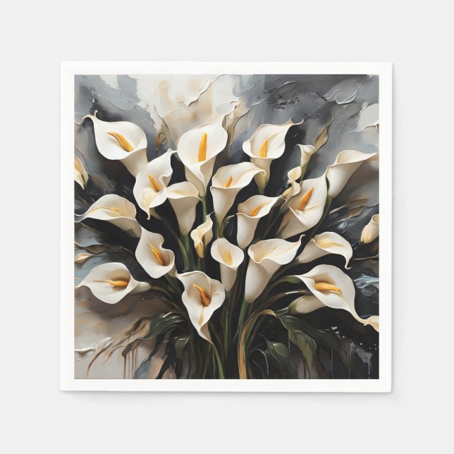 Floral White Calla Lily Napkins (Front)