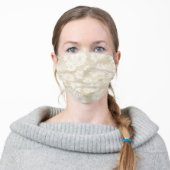 Floral White Daisy on Beige Pattern Adult Cloth Face Mask (Worn)