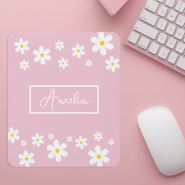 Floral White Daisy Personalized Mouse Mat (Creator Uploaded)