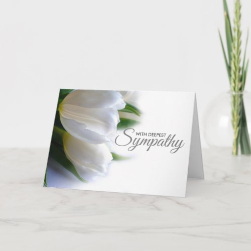 Floral White Deepest Sympathy Condolence Card