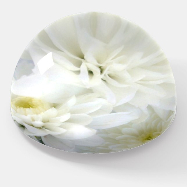 Floral White Flowers Paperweight (Angled)
