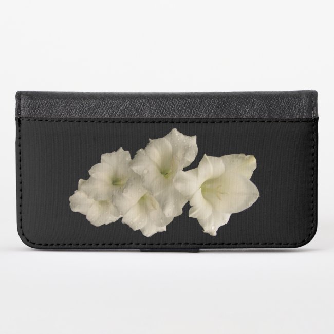 Floral White Gladiola Flowers iPhone X Wallet Case