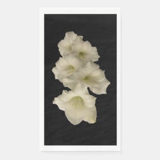 Floral White Gladiola Flowers Paper Guest Towel
