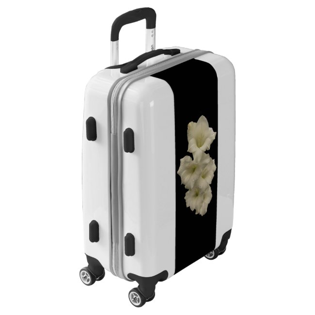 Floral White Gladiola Garden Flower Black Luggage