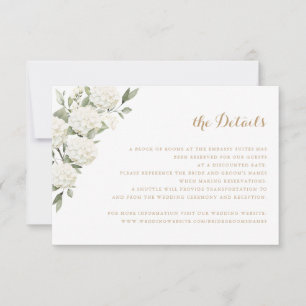 Floral White Hydrangea Greenery Wedding Details Invitation