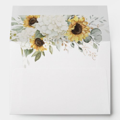 Floral White Hydrangea Sunflowers Envelope Liner