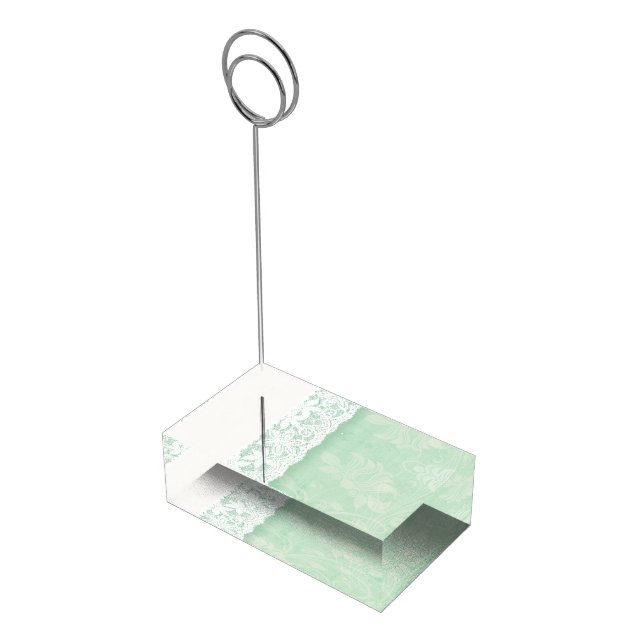 Floral white lace mint green table numbers stand (Corner)