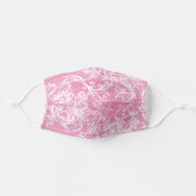 Floral White Lace on Pink Cloth Face Mask