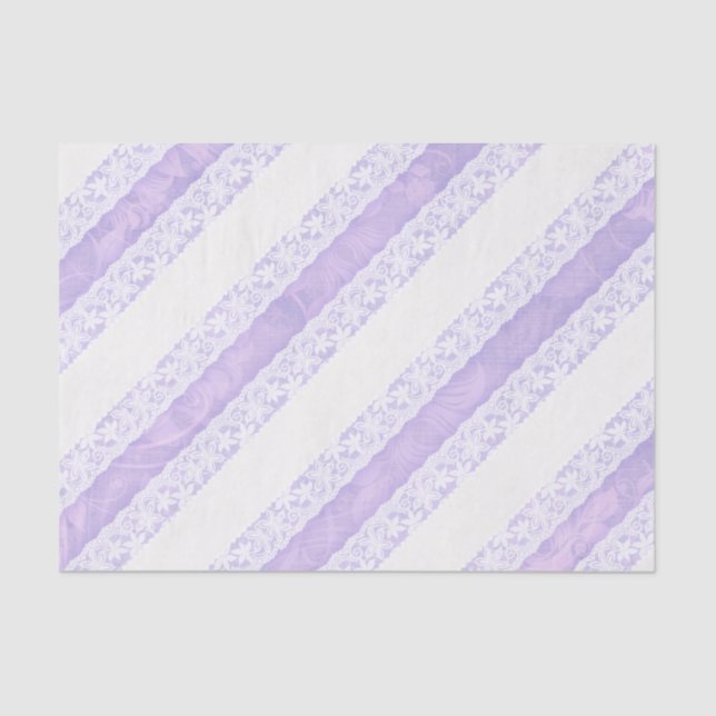 Floral white lace purple wedding gift tissue paper (Front)