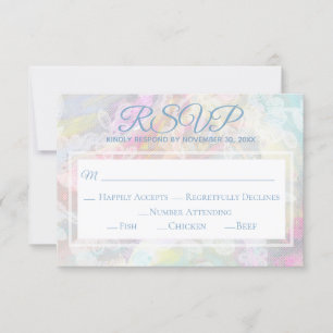 *~* Floral White Lace Vintage Romantic Wedding RSVP Card