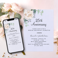 Floral white lavender 25th wedding anniversary