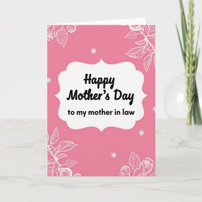 Floral White Mothers Day Card (Front)