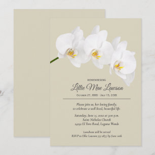 Floral White Orchid Remembrance Celebration Invitation