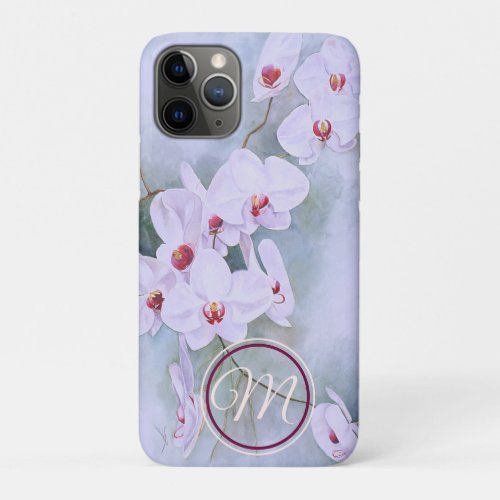 Floral White Orchids Ruby Throated Watercolor iPhone 11 Pro Case