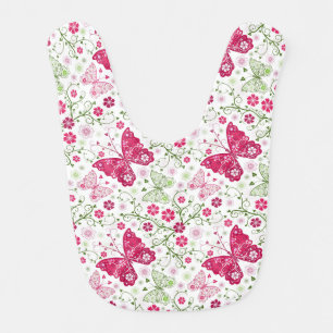 Floral White Pattern Baby Bib