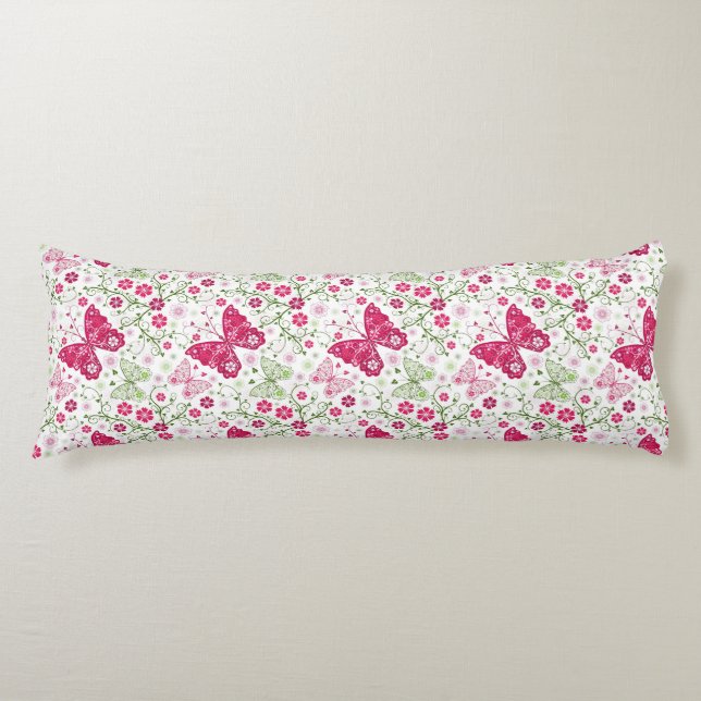 Floral White Pattern Body Pillow (Front)
