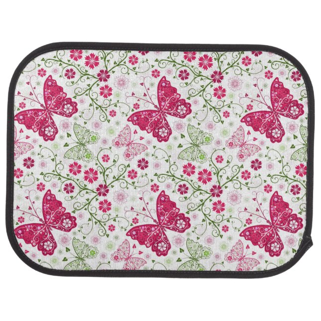 Floral White Pattern Car Mat (Rear)