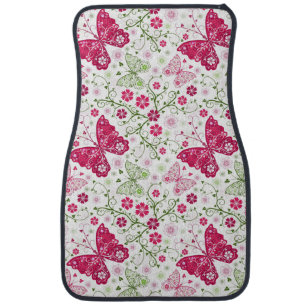 Floral White Pattern Car Mat