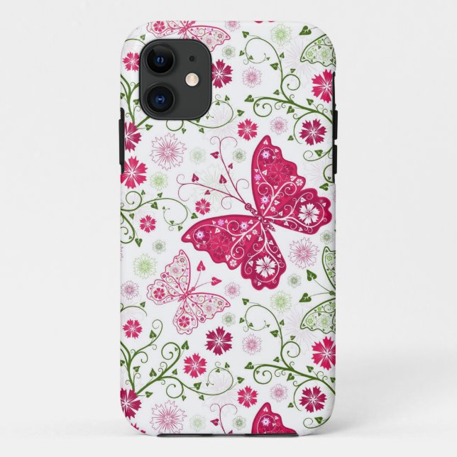 Floral White Pattern Case-Mate iPhone Case (Back)