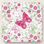 Floral White Pattern Coaster