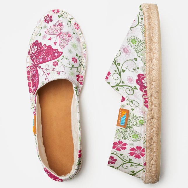 Floral White Pattern Espadrilles (Side)