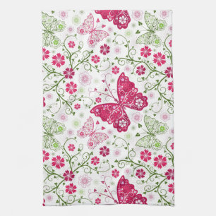 Floral White Pattern Kitchen Towel