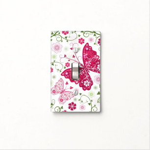 Floral White Pattern Light Switch Cover