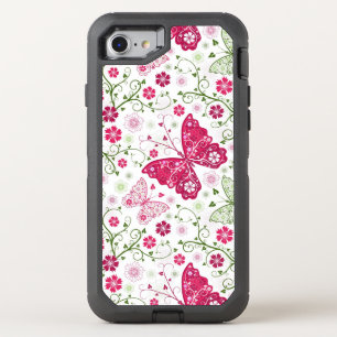 Floral White Pattern OtterBox Defender iPhone SE/8/7 Case