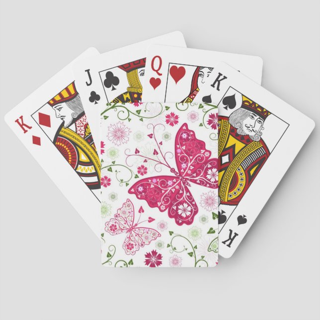 Floral White Pattern Poker Cards (Back)