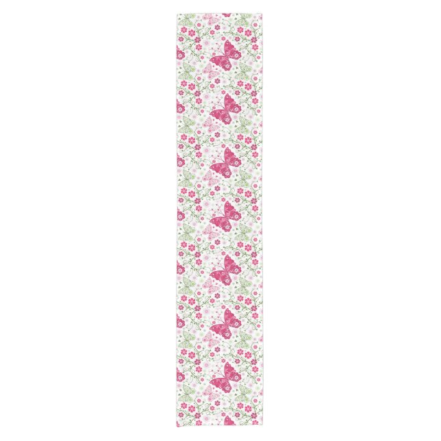 Floral White Pattern Short Table Runner (Front)