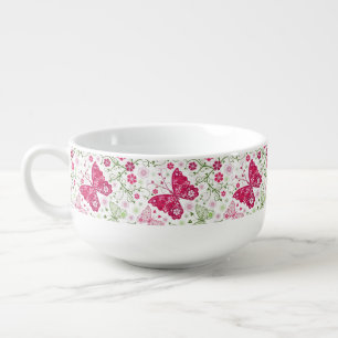 Floral White Pattern Soup Mug
