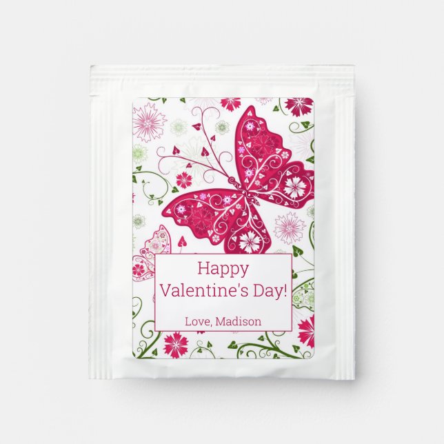Floral White Pattern Tea Bag Drink Mix (Front)