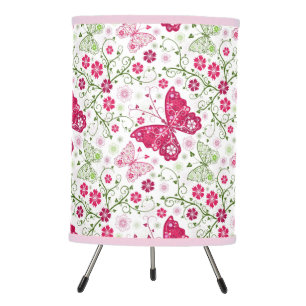 Floral White Pattern Tripod Lamp