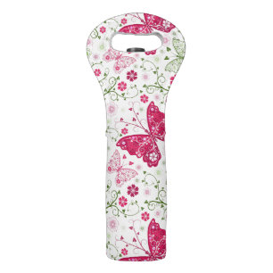 Floral White Pattern Wine Bag
