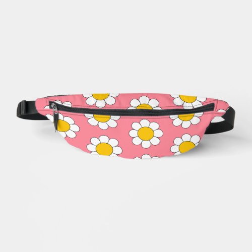 Floral White Pink Daisies Retro Fanny Pack